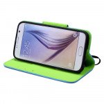 Wholesale LG G5 Color Flip Leather Wallet Case with Strap (Blue Green)